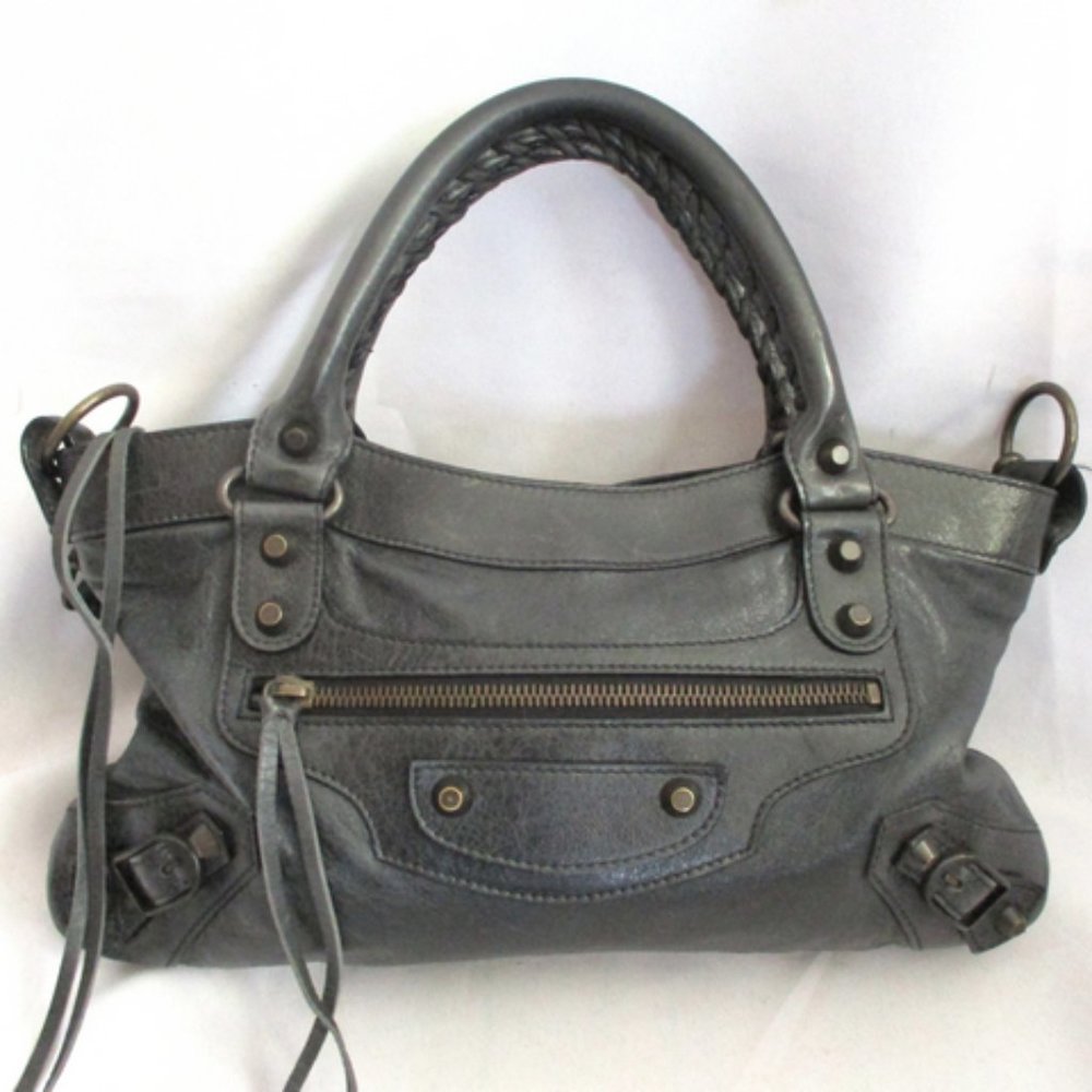 Balenciaga Gray Leather Satchel